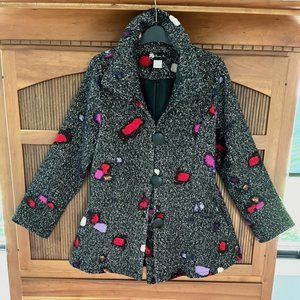 Damee, Inc Colorful Black Tweed Swing Jacket, sz S